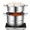 3-tier stainless steel steamer pot for buns dumplings and commercial kitchen cooking