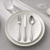 Vintage Embossed Pattern 3-Piece Western Cutlery_Setup Photo on Light Grey Linen Tablecloth