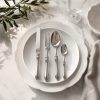 Retro Curved Slim Handle Silver Cutlery 4-Piece Set_Marble Table with Olive Branch Home Decor Shot