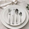 Geometric Border Embossed Western Cutlery 4-Piece Set_Double-Layer Plain White Plate Soft Shadow Photo