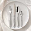 Antique Hammered Embossed Silver Flatware 4-Piece Set_Soft Light Linen Fabric Tabletop Still Life Photography